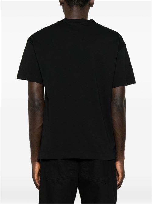 T-shirt Palm Angels da uomo nera con logo bianco ad arco sul petto PALM ANGELS | PAMAA001JR0011003